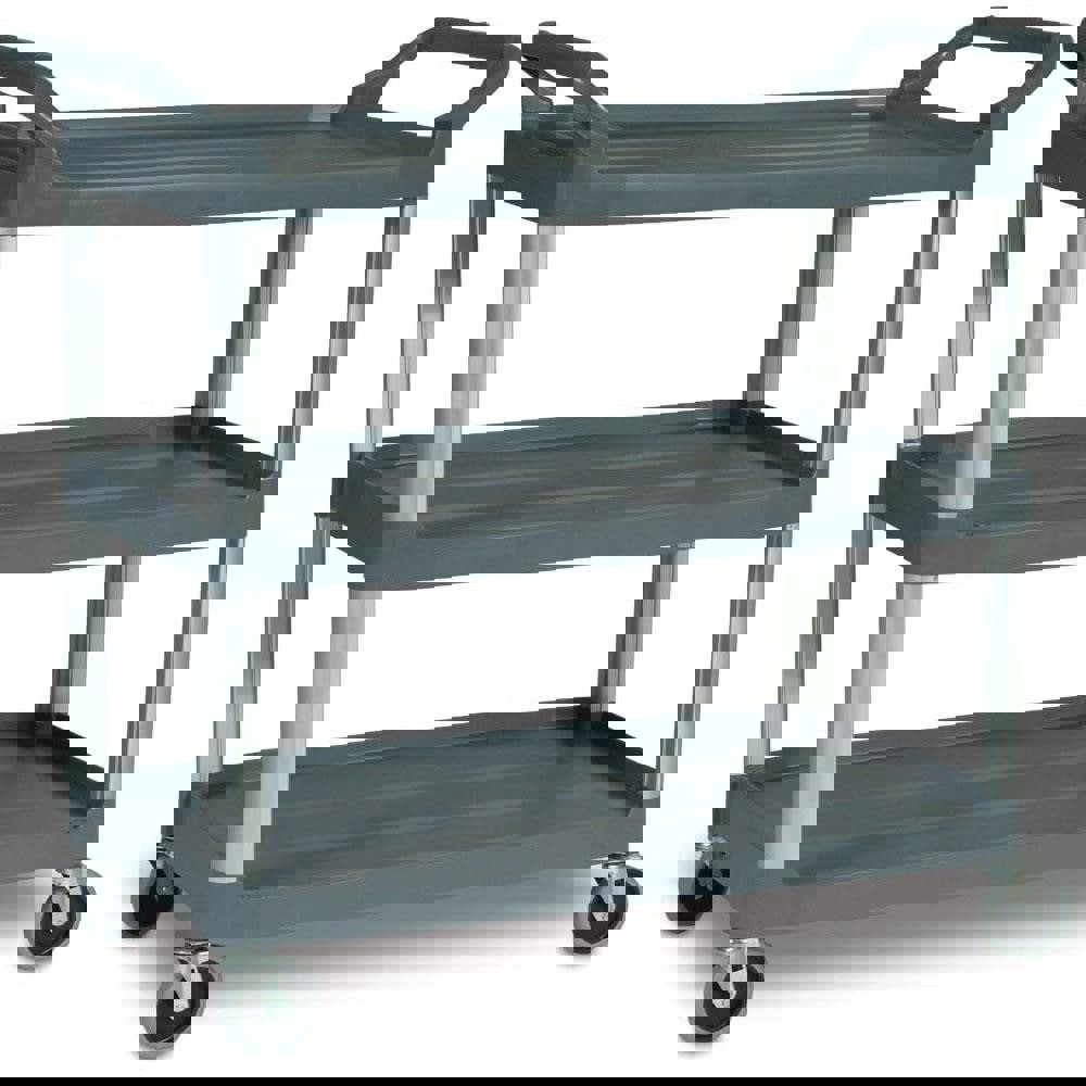 Xtra Utility Cart with Open Sides, Plastic, 3 Shelves, 300 lb Capacity, 20